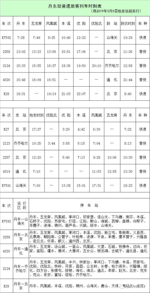 丹东客运站最新时刻表